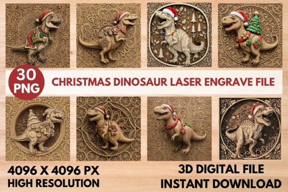 3D Christmas Dinosaur Laser File: The Ultimate Solution for Prehistoric Holiday Creations