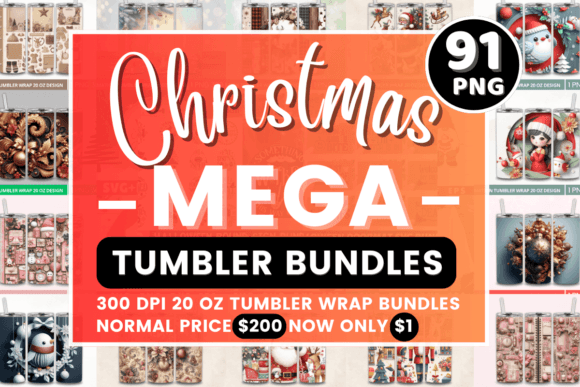 3D Christmas Mega Tumbler Bundle for Holiday Design