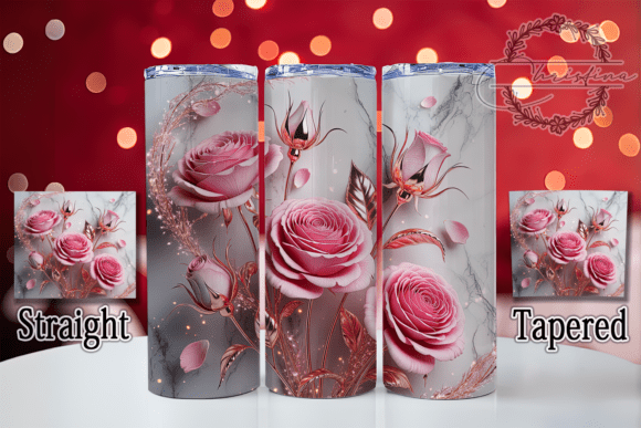 3D Elegant Pink Roses Tumbler