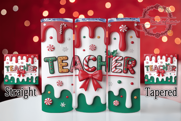 3D Merry Christmas Teacher Tumbler