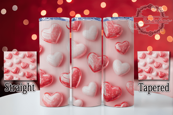 3D Pink Hearts Tumbler: Elevate Your Drinkware Designs