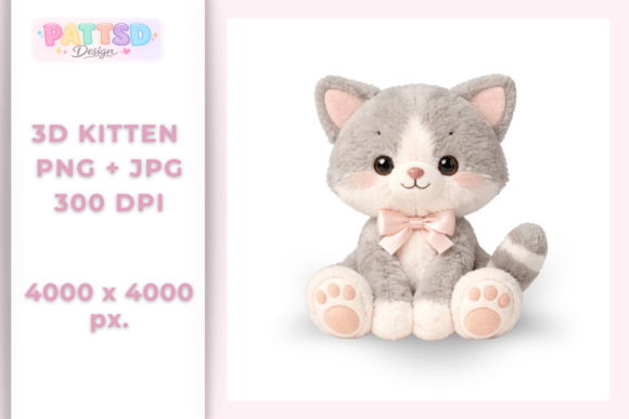 3D Plush Cat – Cute Baby Animal