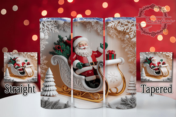 3D Santa Sleigh Christmas Tumbler Design