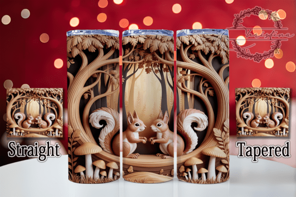 3D Woodland Squirrels Forest Tumbler: A Creative Digital Asset for Drinkware Projects