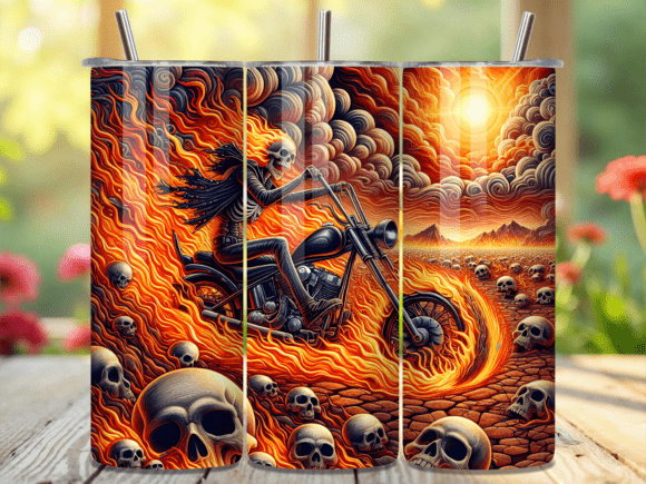 Ghost Rider Skeleton 3D Tumbler Wrap