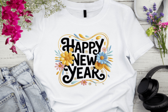 Happy New Year 3D Clay Floral Typography Review